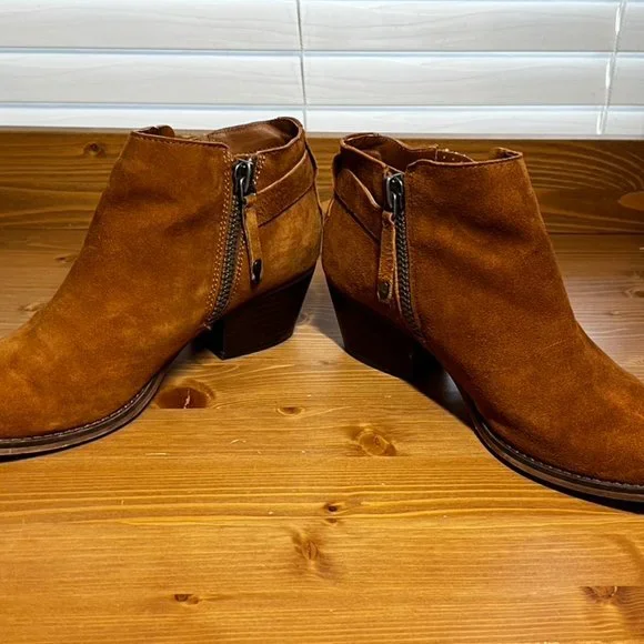 Steve Madden Cassie Ankle Boots Cognac Suede 8 - Picture 8 of 9